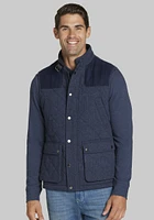 Men's Tailored Fit Herringbone Vest, Navy, Large