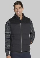 Men's Jos. A. Bank Tailored Fit Mixed Media Vest at Bank, Charcoal/Grey, - Outerwear