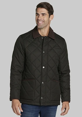 Men's Jos. A. Bank Tailored Fit Quilted Jacket at Bank, Green/Olive, - Outerwear