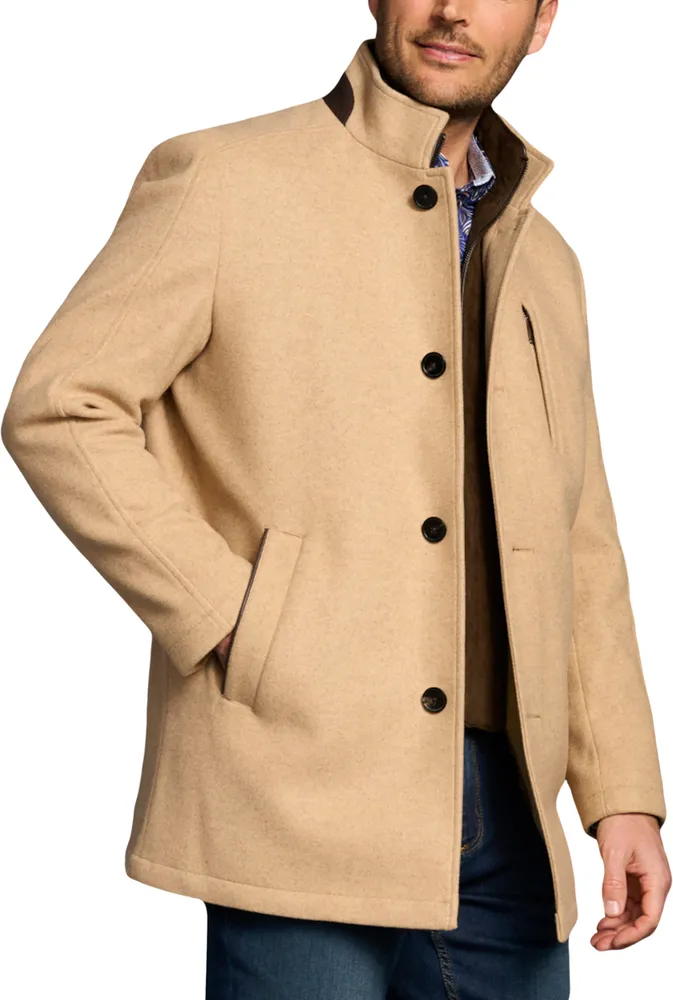 Men's Johnston & Murphy Tailored Fit Bib Front Car Coat, Camel, Medium