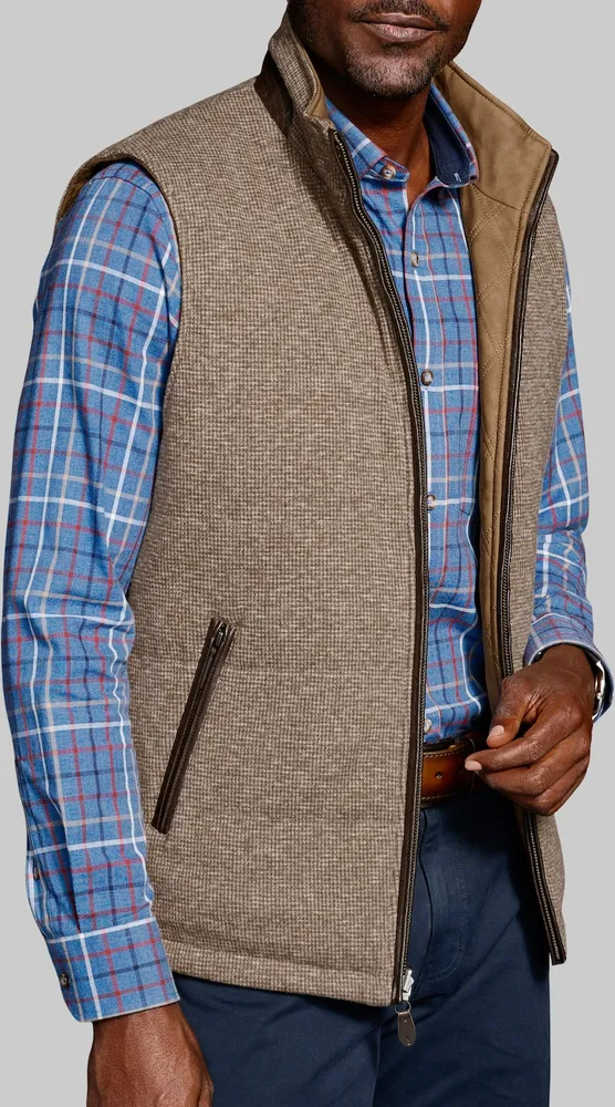 Men's Johnston & Murphy Tailored Fit Reversible Vest at Jos. A. Bank, Camel/Tan, Size Medium - Outerwear