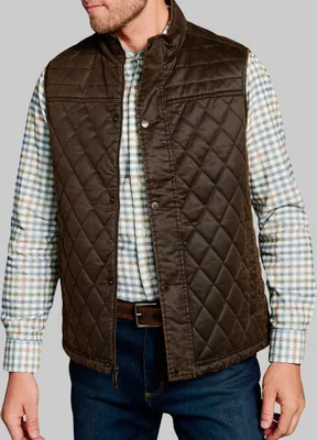 Men's Johnston & Murphy Tailored Fit Quilted Vest, Brown, Medium