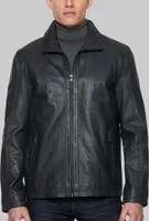 Men's Sly & Co Traditional Fit Lambskin Leather Jacket, Black, Medium