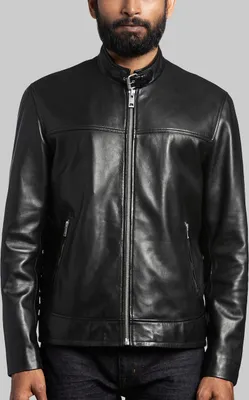 Men's Sly & Co Traditional Fit Lambskin Leather Moto Jacket at Jos. A. Bank, Black, - Outerwear