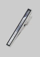 Men's Mother of Pearl & Onyx Tie Bar, Metal Silver, One Size