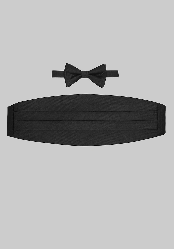 JoS. A. Bank Men's Pre-Tied Grosgrain Bow Tie & Cummerbund Set, Black, One Size
