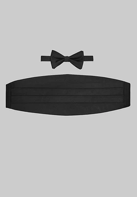 Men's Pre-Tied Grosgrain Bow Tie & Cummerbund Set, Black, One Size