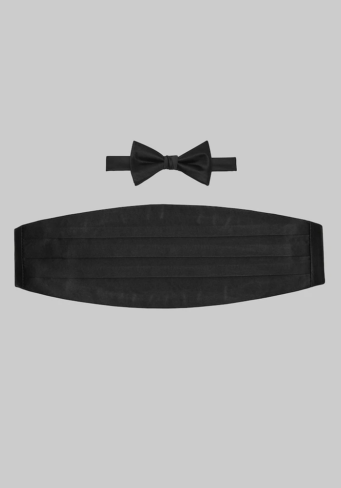 JoS. A. Bank Men's Pre-Tied Bow Tie & Cummerbund Set, Black, One Size