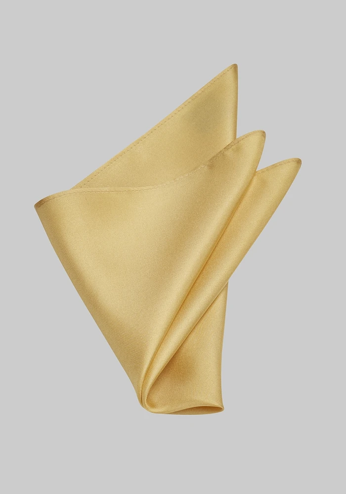 JoS. A. Bank Men's Solid Silk Pocket Square, Gold, One Size