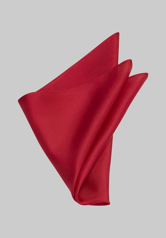 JoS. A. Bank Men's Solid Silk Pocket Square, Red, One Size