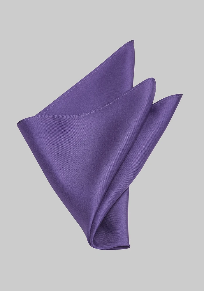 Men's Solid Silk Pocket Square, Purple, One Size