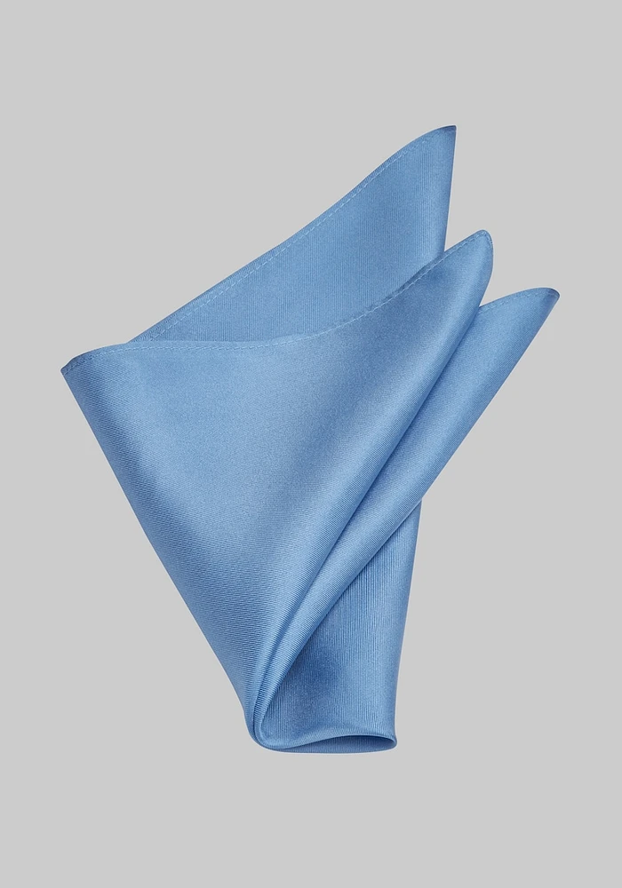 JoS. A. Bank Men's Solid Silk Pocket Square, Light Blue