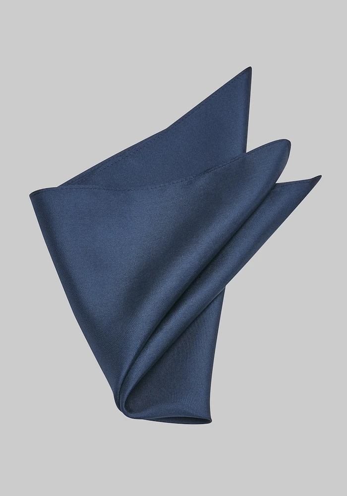 JoS. A. Bank Men's Solid Silk Pocket Square, Navy, One Size