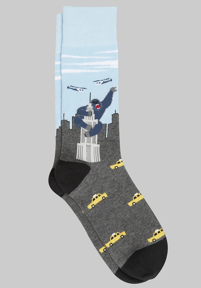 Men's King Kong Socks, Cerulean, Mid Calf