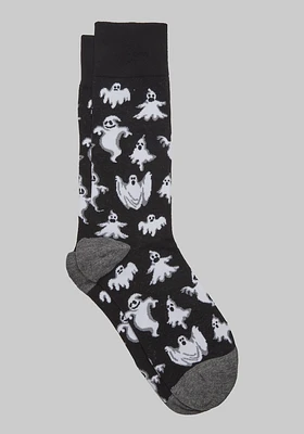 Men's Halloween Ghosts Socks, Black, Mid Calf