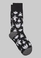 Men's Halloween Ghosts Socks, Black, Mid Calf