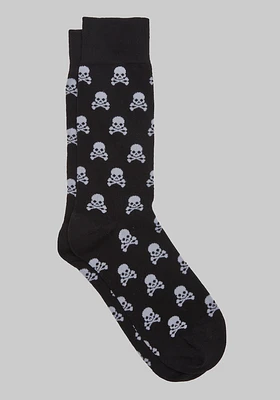 Men's Halloween Skull Socks, Black, Mid Calf