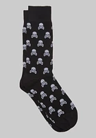 Men's Halloween Skull Socks, Black, Mid Calf