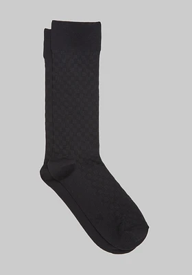 Men's Tonal Square Microfiber Tuxedo Socks, Black, Mid Calf