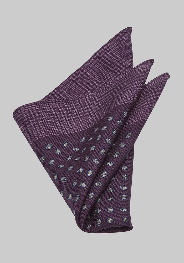 Men's Paisley Pocket Square, Dark Purple, One Size