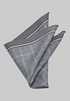 Men's Solid Pocket Square, Silver, One Size