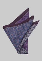 Men's Four Pattern Pocket Square, Purple, One Size