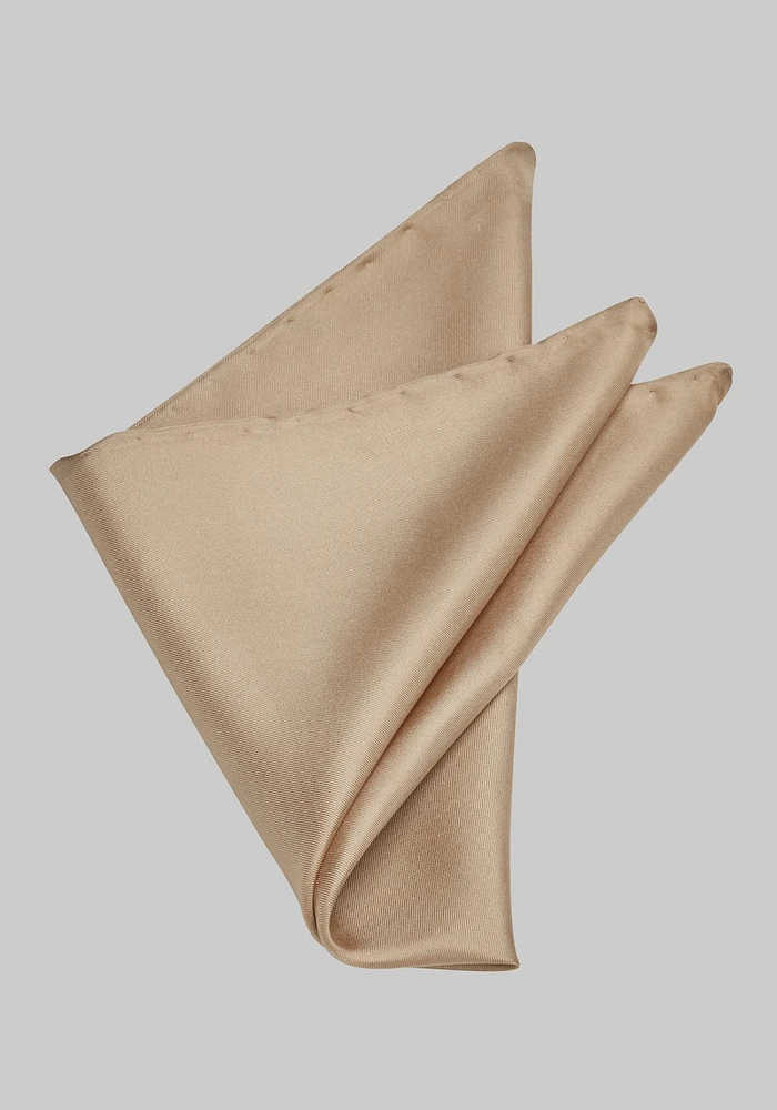 Men's Solid Silk Pocket Square, Tan, One Size