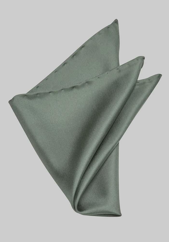 Men's Solid Silk Pocket Square, Green, One Size