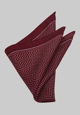 Men's Geometric Pocket Square, Burgundy, One Size