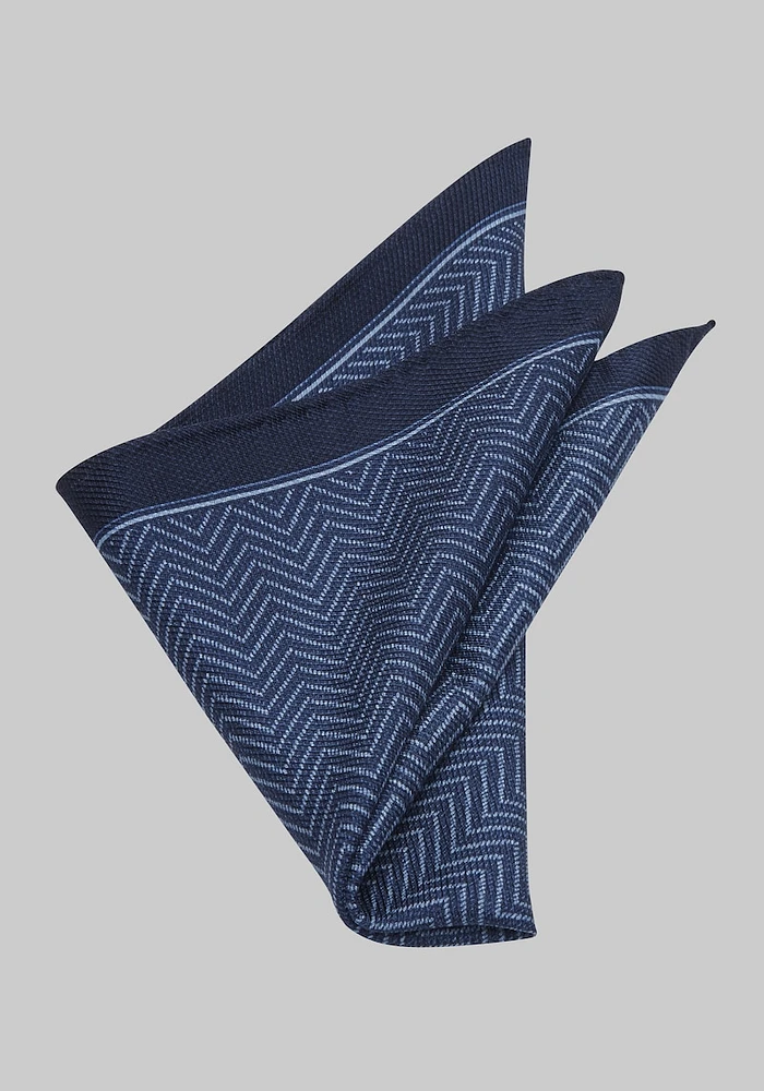 Men's Geometric Pocket Square, Navy, One Size