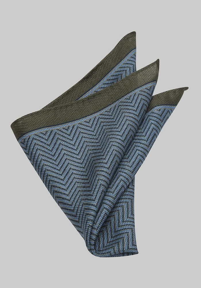 Men's Geometric Pocket Square, Olive, One Size