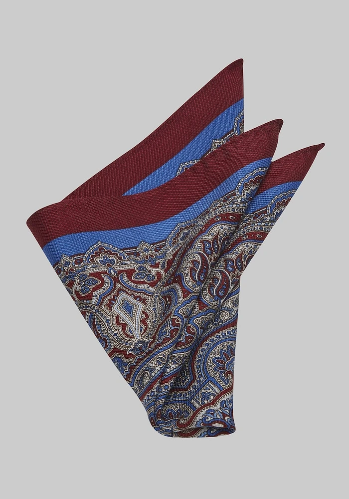 Men's Persian Pocket Square, Burgundy