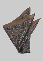 Men's Medallion Pocket Square, Taupe, One Size