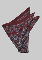 Men's Medallion Pocket Square, Burgundy, One Size