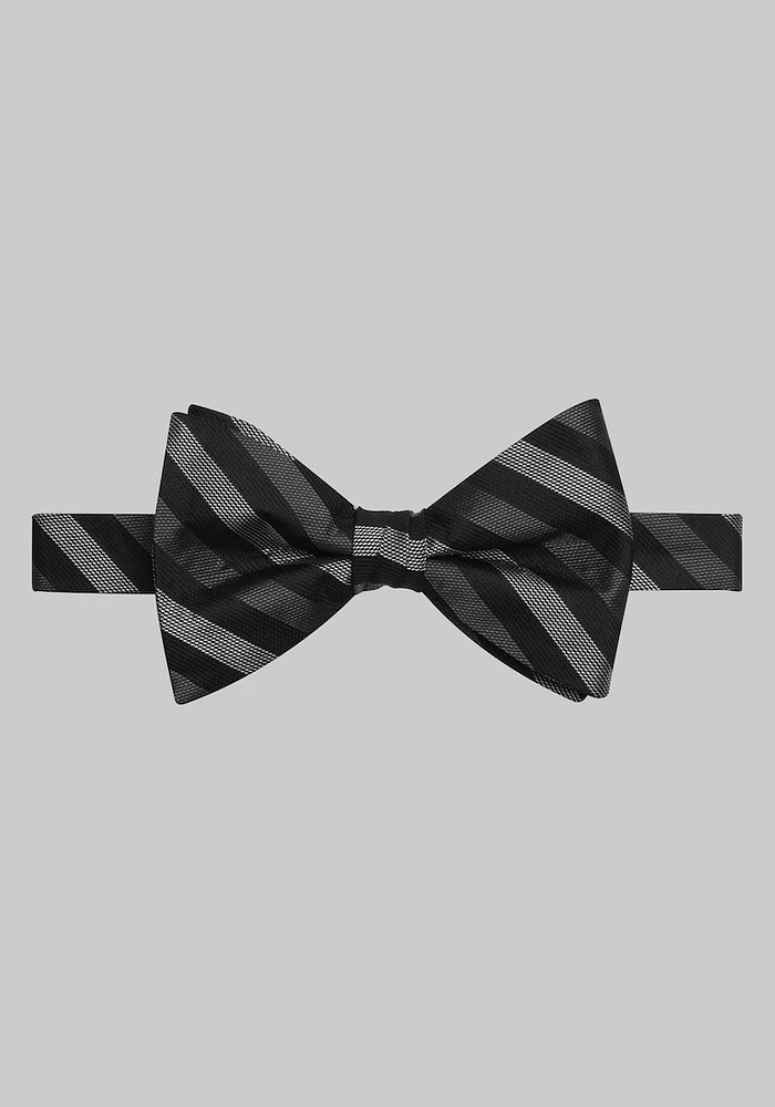 Men's Micro Stripe Pre-Tied Bow Tie, Black, One Size