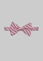 Men's Satin Stripe Bow Tie, Pink, One Size