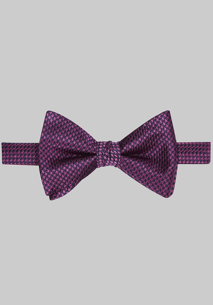 Men's Houndstooth Pre-Tied Bow Tie, Fuschia, One Size