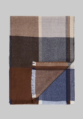 Men's Colorblock Plaid Scarf, Brown, One Size