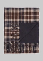 Men's Reversible Plaid Scarf, Brown, One Size