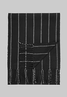 Men's Pinstripe Scarf, Black, One Size