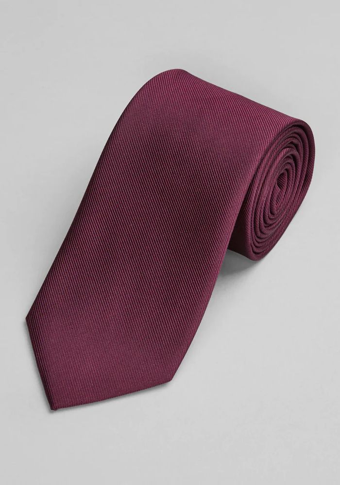 Men's Traveler Collection Solid Tie, Wine, One Size
