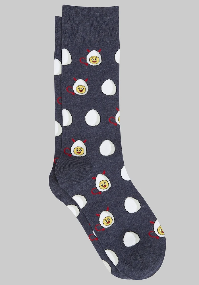 Men's Deviled Egg Socks, Dark Denim Hthr, Mid Calf