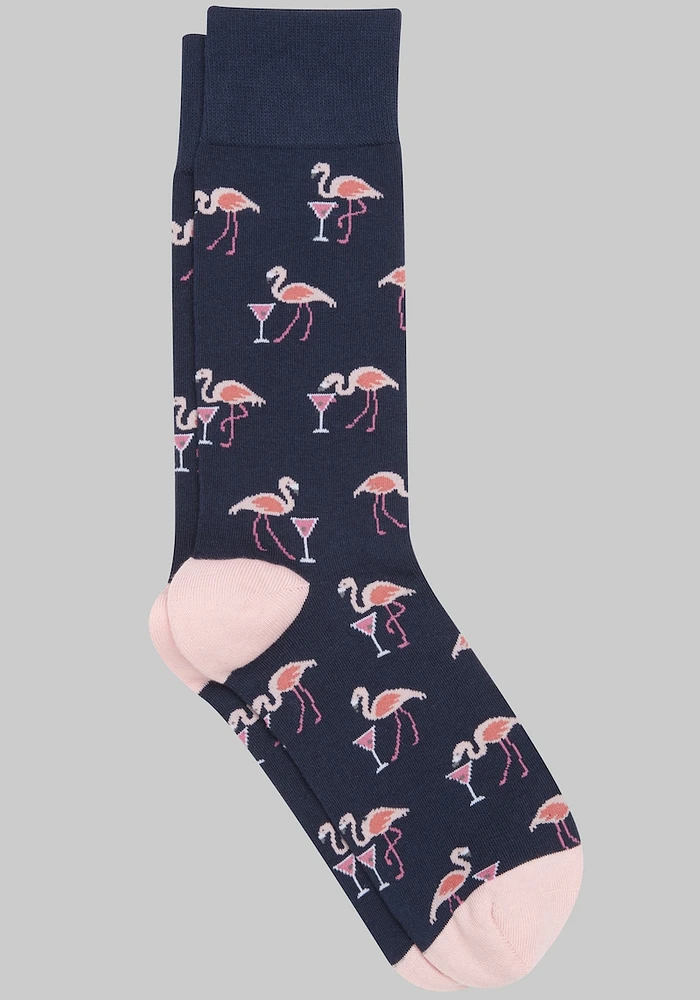 Men's Jos. A. Bank Drinking Flamingo Socks at Jos. A. Bank, Blue/Xavier Navy, Size Mid Calf