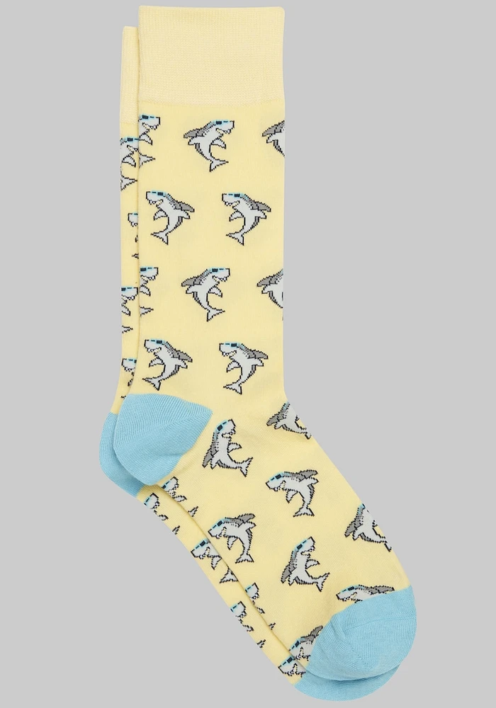 Men's Jos. A. Bank Shark Socks at Jos. A. Bank, Pale Banana/Yellow, Size Mid Calf