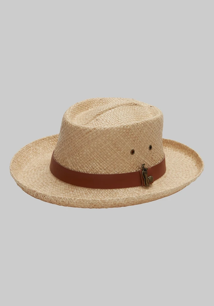 Men's Jos. A. Bank Raffia Gambler Fedora at Bank, Cream/Natural/White,