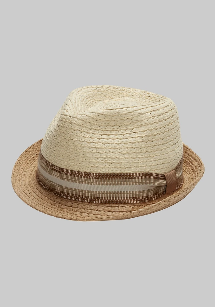 Men's Jos. A. Bank Braided Raffia Fedora at Bank, Cream/Natural/White,