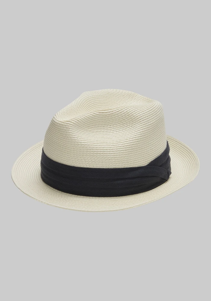 Men's Jos. A. Bank Braided Toyo Fedora at Bank, Cream/Ivory/White,