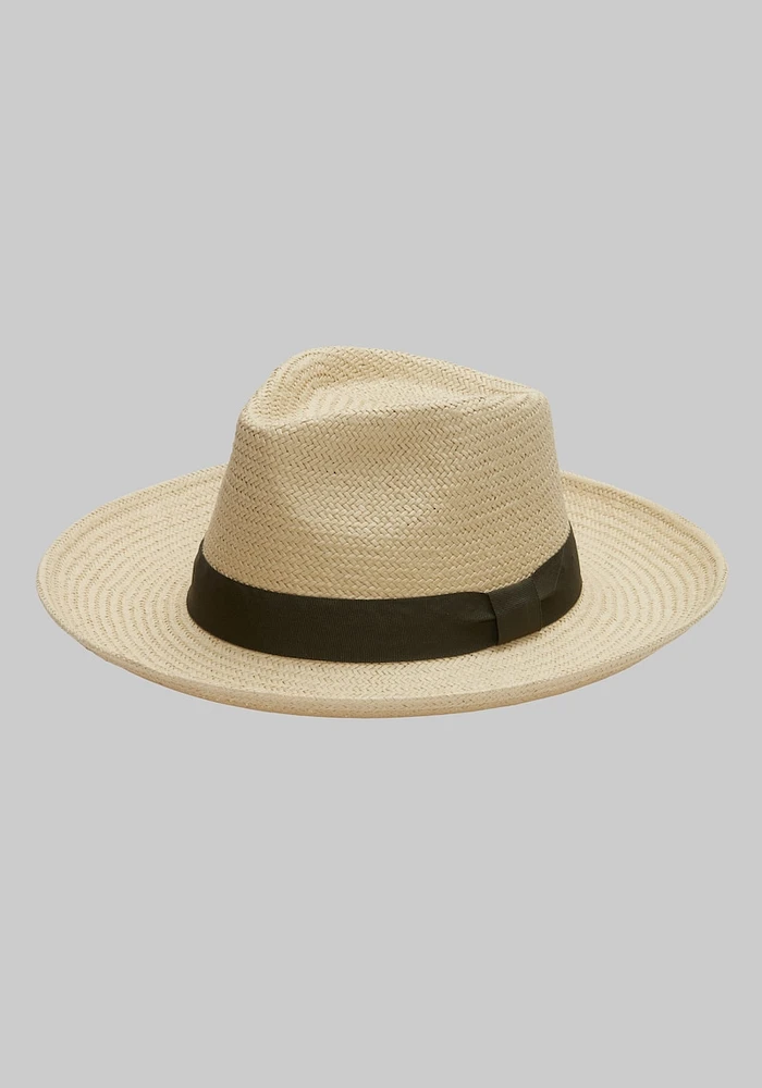 Men's Jos. A. Bank Toyo Crown Fedora at Bank, Cream/Natural/White,