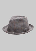 Men's Herringbone Fedora, Grey, Large/X Large