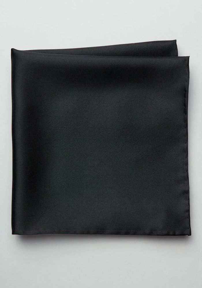Men's Silk Pocket Square, Black, One Size